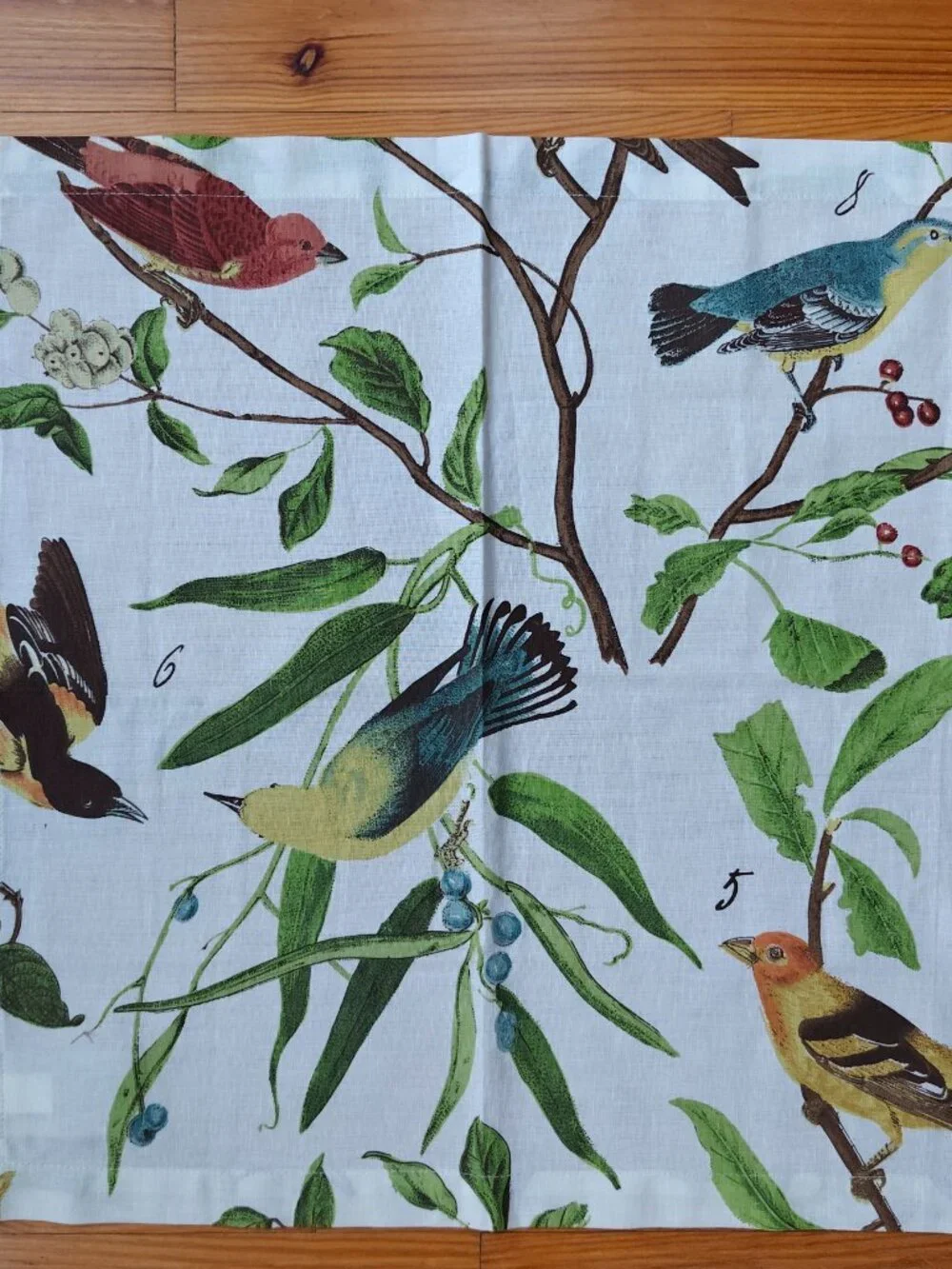 Pottery Barn Nola Songbird Napkins Set of 8 Cotton Linen 20x20 Colorful Botanic